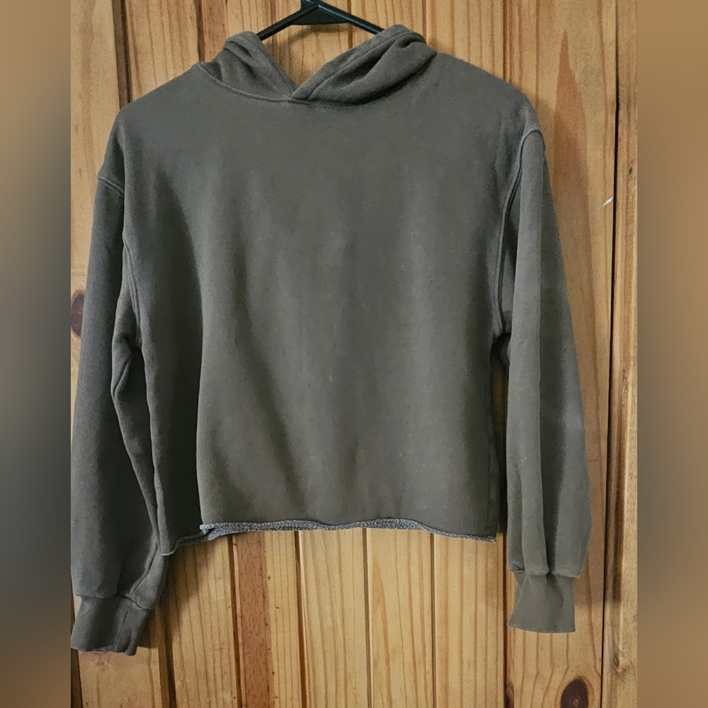 Girls olive green crop hoodie